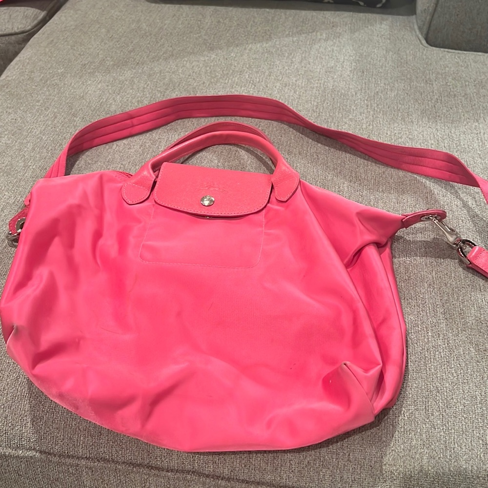 Longchamp Hot Pink Le Pliage large tote